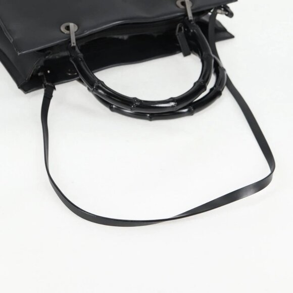 GUCCI Bamboo Hand Bag Leather 2way Black 002 1016 Auth 133424 - Picture 10 of 16